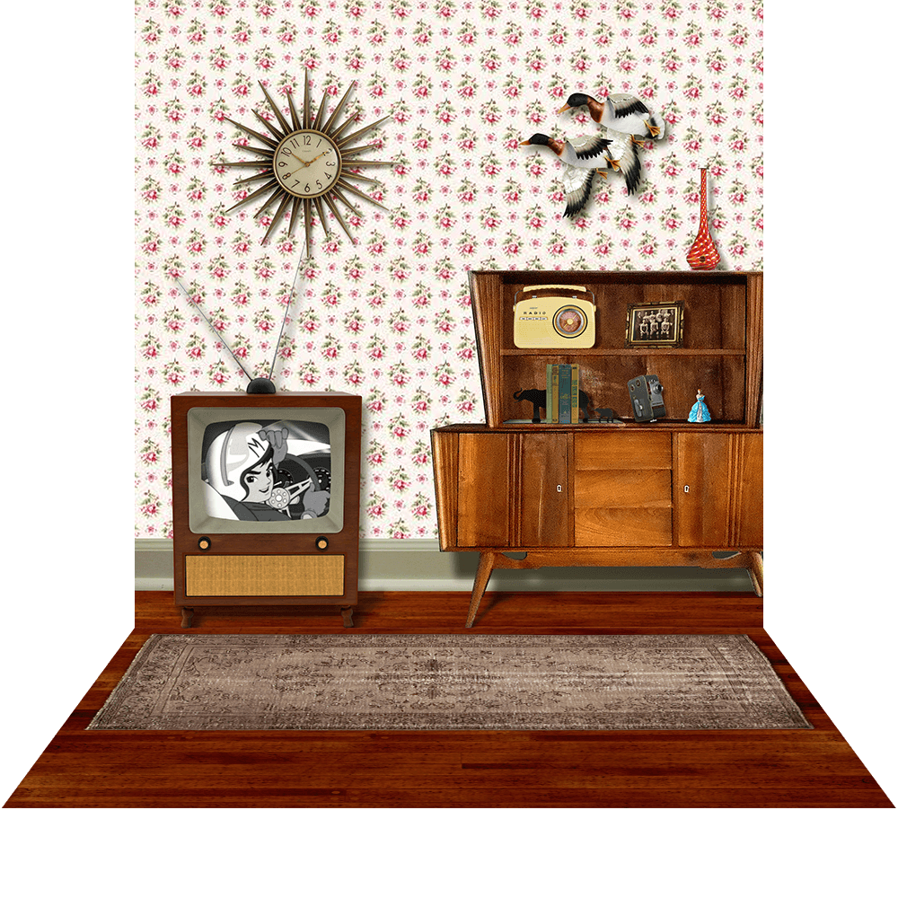 50s Living Room, Sock Hop, Homecoming, Vintage, Retro Backdrop